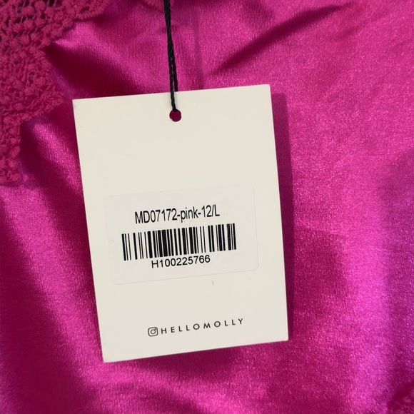 HELLO MOLLY MAGNETIC CONNECTION SATIN MINI DRESS PINK Size Large (8) NWT - Picture 11 of 12